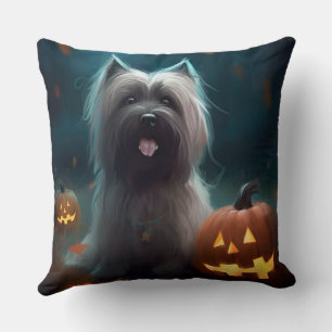 Halloween Skye Terrier Met Pompoenen Eng Kussen