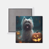 Halloween Skye Terrier Met Pompoenen Eng Magneet (Voorkant / Achterkant)