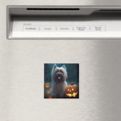Halloween Skye Terrier Met Pompoenen Eng Magneet (Insitu (Vaatwasser))