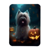 Halloween Skye Terrier Met Pompoenen Eng  Magneet (Verticaal)