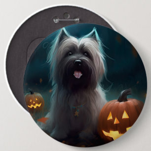 Halloween Skye Terrier met pompoenen eng Ronde Button 6,0 Cm
