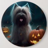 Halloween Skye Terrier met pompoenen eng Ronde Button 6,0 Cm (Voorkant)