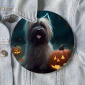 Halloween Skye Terrier met pompoenen eng Ronde Button 6,0 Cm (In situ)