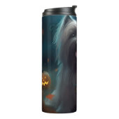 Halloween Skye Terrier Met Pompoenen Eng Thermosbeker (Gedraaid links)