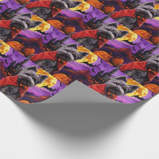 Halloween Skye Terrier Vampire Pumpkins eng Cadeaupapier (Hoek)