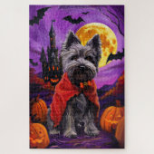 Halloween Skye Terrier Vampire Pumpkins eng Legpuzzel (Verticaal)