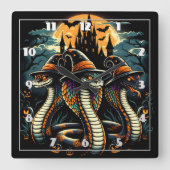 Halloween-slangen in een spookachtig landschap 's  vierkante klok (Voorkant)