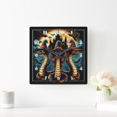 Halloween slangen in spookachtige kleding bij sche vierkante klok (Huis)