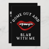 Halloween Slay met me Vampire Fangs Spooky Kaart (Voorkant / Achterkant)