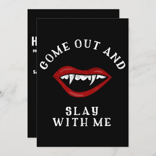 Halloween Slay met me Vampire Fangs Spooky Kaart (Voorkant / Achterkant)