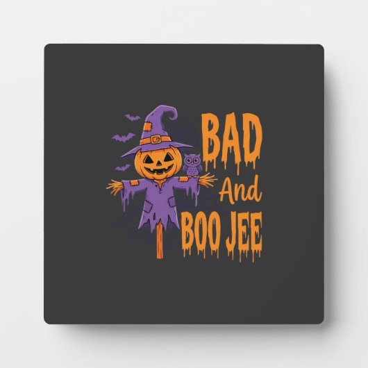 Halloween Slechte En Boe Jee Vogelverschrikker Gra Fotoplaat (Voorkant)