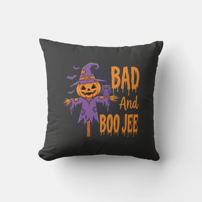 Halloween Slechte En Boe Jee Vogelverschrikker Gra Kussen (Voorkant)