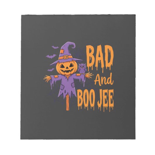 Halloween Slechte En Boe Jee Vogeverschrikker Graf Notitieblok (Voorkant)