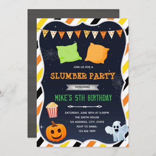 Halloween sleepover party uitnodiging (Voorkant / Achterkant)