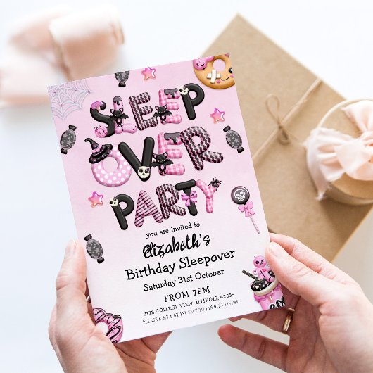 Halloween Sleepover verjaardagsfeestje Kaart