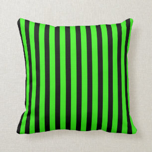 Halloween Slime Green & Black Stripes Kussen