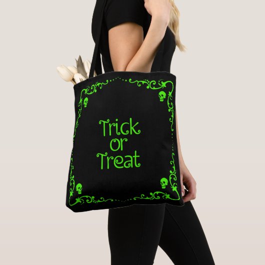 Halloween Slime Green Trick or Treat Tote Bag (Dichtbij)