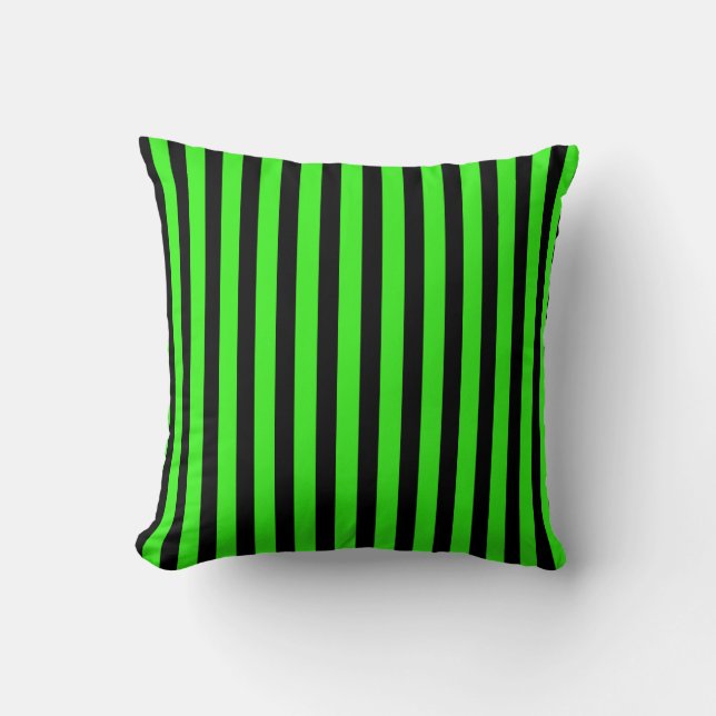 Halloween Slime Groen & Zwart Strepen Kussen (Voorkant)