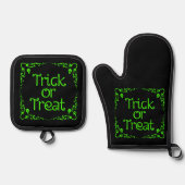 Halloween Slime Groene Trick or treat Ovenwant & Pannenlap Set (Voorkant)