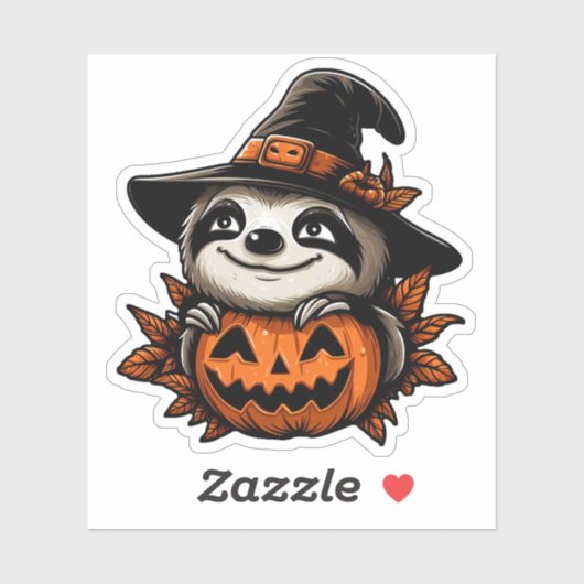 Halloween Sloth Pumpkin Festival Sticker (Vel)