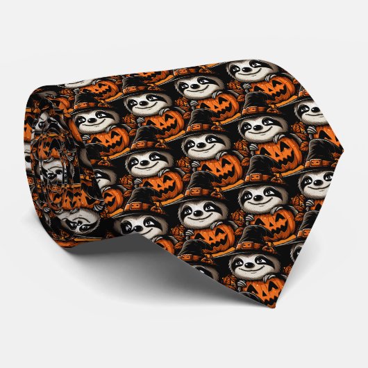 Halloween Sloth Pumpkin Festival Stropdas (Opgerold)