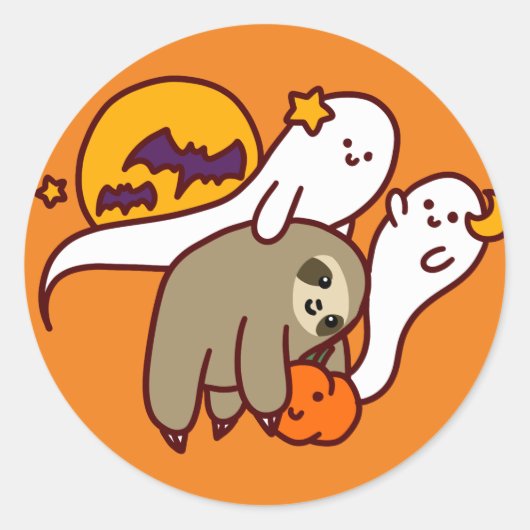 Halloween Sloth Ronde Sticker (Voorkant)