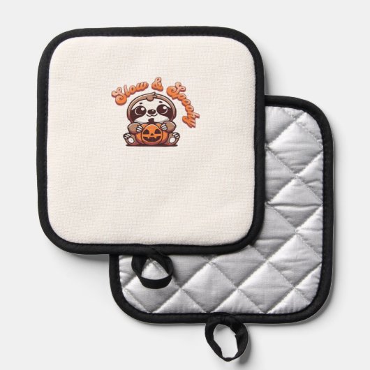 Halloween Sloth Slow and Spooky Cute Sloth Pumpkin Pannenlap (Voorkant / Achterkant)
