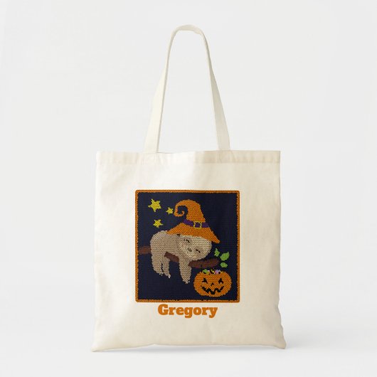 Halloween Sloth Trick or treat Pumpkin Pail Tote Bag (Voorkant)