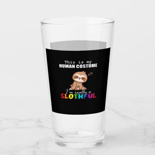 Halloween Slothful Design, dit is mijn menselijke  Glas (Voorkant)