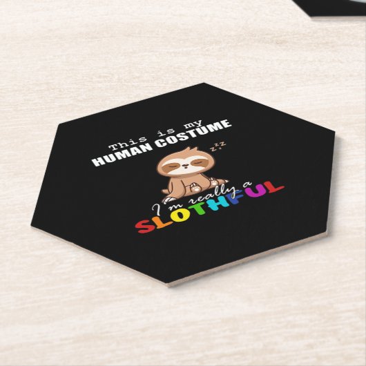 Halloween Slothful Design, dit is mijn menselijke  Kartonnen Onderzetters (Schuin)
