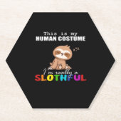 Halloween Slothful Design, dit is mijn menselijke  Kartonnen Onderzetters (Voorkant)