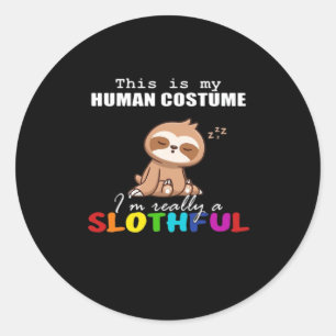 Halloween Slothful Design, dit is mijn menselijke Ronde Sticker
