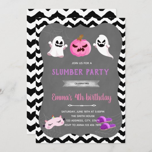 Halloween slumber party Invitation Kaart (Voorkant / Achterkant)