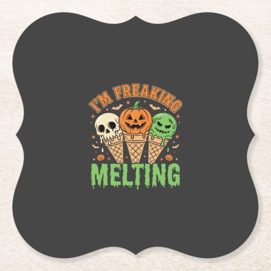 Halloween Smeltend Ijs Kartonnen Onderzetters (Voorkant)