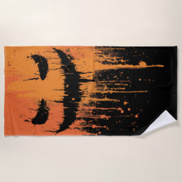 Halloween Smiley Graphic Art – Orange Horror Style Strandlaken