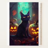 Halloween Smoking Kat Met Pompoenen Griezelen Planner (Achterkant)