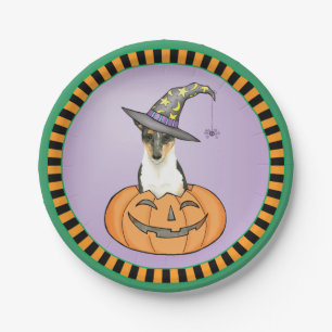 Halloween Smooth Collie Papieren Bordje