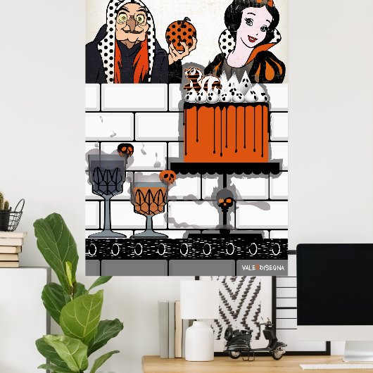 Halloween Sneeuwwitje gif en cake poster (Thuiskantoor)
