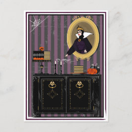 Halloween Sneeuwwitje heks en taart briefkaart