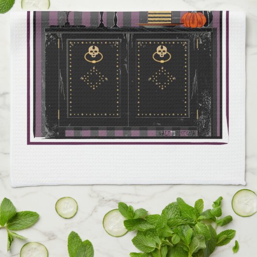 Halloween Sneeuwwitje heks en taart keukenhanddoek (Gevouwen)