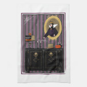 Halloween Sneeuwwitje heks en taart keukenhanddoek (Verticaal)