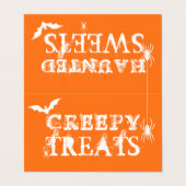 Halloween Snoep Bag Topper Kaarten Bats and Spiers (Buitenkant ongevouwen)