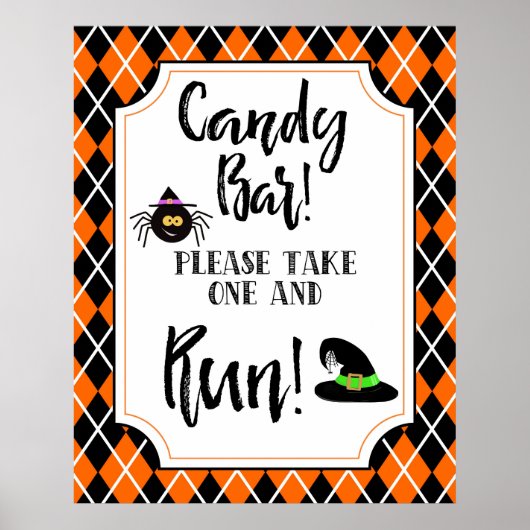 halloween snoep balk grijp bord poster (Voorkant)