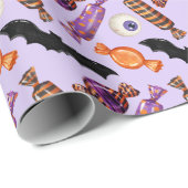 Halloween Snoep behandelt Paarse Cadeaupapier (Rol Hoek)