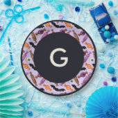 Halloween Snoep behandelt Paarse monogram Papieren Bordje (Feest)