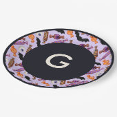 Halloween Snoep behandelt Paarse monogram Papieren Bordje (Gekanteld)