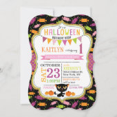Halloween Snoep Black Cat Pumpkins Verjaardag Kaart (Voorkant)