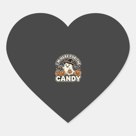 Halloween Snoep Geest Pompoen Ontwerp Hart Sticker (Voorkant)