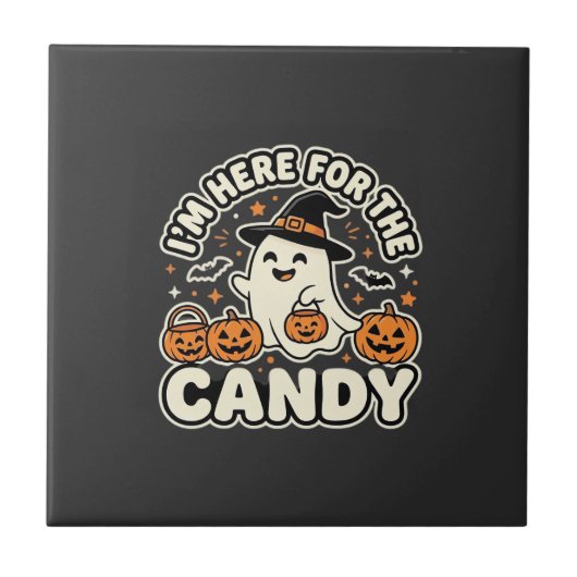 Halloween Snoep Geest Pompoen Ontwerp Tegeltje (Voorkant)