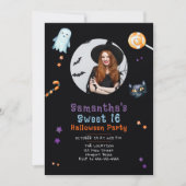 Halloween Snoep Ghost Black Cat Sweet 16 Foto Kaart (Voorkant)
